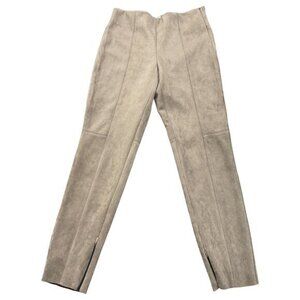 Zara Basic Faux Suede Leggings Tan Taupe High Waist Ankle Zip Pants Womens M |B1